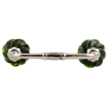 Olive Green Interior Cut Glass Bridge Handle